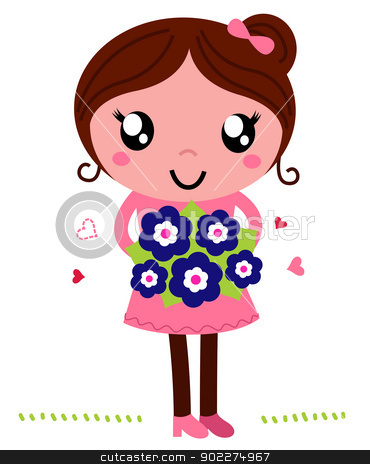 To use this stock image in your creative project, please select the size you need over to the right and click the "Add to Cart" button.
Your downloaded image will come with the Cutcaster watermark removed so don’t worry about the watermark you see on this page. Mother holding a flowers for Mother's Day isolated on white stock vector clipart, Mom holding flower bouquet isolated on white. Vector by BEEANDGLOW