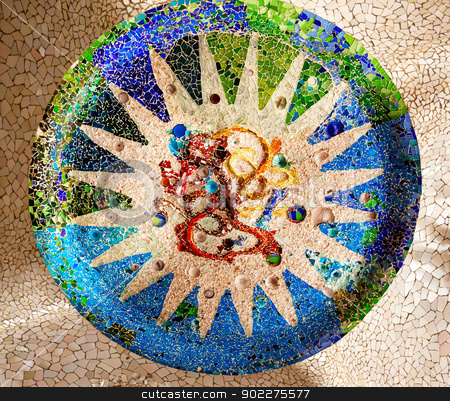 To use this stock image in your creative project, please select the size you need over to the right and click the "Add to Cart" button.
Your downloaded image will come with the Cutcaster watermark removed so don’t worry about the watermark you see on this page. Antoni Gaudi Ceramic Mosaic Design, Guell Park, Barcelona, Catal stock photo, Antoni Gaudi ceramic mosaic design in Guell Park, Barcelona, Catalonia, Spain. Guell Park is a residential complex designed by Antnoi Gaudi between 1900-1914, which is now a public park. Now a UNESCO World Heritage Site, by William Perry