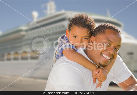 To use this stock image in your creative project, please select the size you need over to the right and click the "Add to Cart" button.
Your downloaded image will come with the Cutcaster watermark removed so don’t worry about the watermark you see on this page. Mixed Race Father and Son In Front of Cruise Ship stock photo, Happy African American Father and Mixed Race Son In Front of Cruise Ship. by Andy Dean