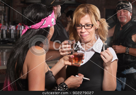 To use this stock image in your creative project, please select the size you need over to the right and click the "Add to Cart" button.
Your downloaded image will come with the Cutcaster watermark removed so don’t worry about the watermark you see on this page. Nerd and Friend Drinking and Smoking stock photo, Nerd and female biker with cigarettes and whiskey by Scott Griessel