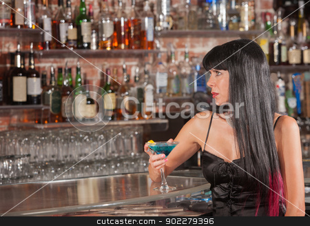 To use this stock image in your creative project, please select the size you need over to the right and click the "Add to Cart" button.
Your downloaded image will come with the Cutcaster watermark removed so don’t worry about the watermark you see on this page. Serious Woman in Bar with Drink stock photo, Serious beautiful woman at a bar looking up by Scott Griessel