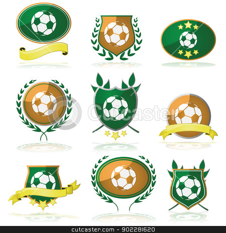 To use this stock image in your creative project, please select the size you need over to the right and click the "Add to Cart" button.
Your downloaded image will come with the Cutcaster watermark removed so don’t worry about the watermark you see on this page. Soccer badges stock vector clipart, Set of badges and seals with a soccer ball inside by Bruno Marsiaj