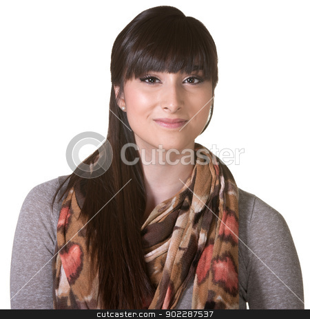 To use this stock image in your creative project, please select the size you need over to the right and click the "Add to Cart" button.
Your downloaded image will come with the Cutcaster watermark removed so don’t worry about the watermark you see on this page. Beautiful Native American Woman stock photo, Grinning young Native American woman over white background by Scott Griessel