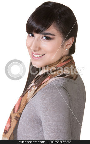 To use this stock image in your creative project, please select the size you need over to the right and click the "Add to Cart" button.
Your downloaded image will come with the Cutcaster watermark removed so don’t worry about the watermark you see on this page. Happy Mexican Woman stock photo, Happy young Mexican woman over isolated background by Scott Griessel