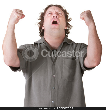 To use this stock image in your creative project, please select the size you need over to the right and click the "Add to Cart" button.
Your downloaded image will come with the Cutcaster watermark removed so don’t worry about the watermark you see on this page. Emotional Man with Fists Up stock photo, Emotional man screaming with fists in mid air by Scott Griessel
