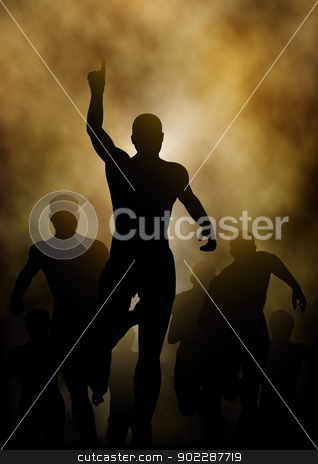 To use this stock image in your creative project, please select the size you need over to the right and click the "Add to Cart" button.
Your downloaded image will come with the Cutcaster watermark removed so don’t worry about the watermark you see on this page. Winning stock vector clipart, Editable vector illustration of a man celebrating winning a race with smoky or steamy background made with a gradient mesh by Robert Adrian Hillman