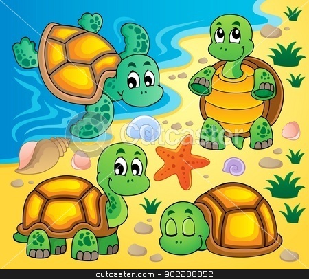To use this stock image in your creative project, please select the size you need over to the right and click the "Add to Cart" button.
Your downloaded image will come with the Cutcaster watermark removed so don’t worry about the watermark you see on this page. Image with turtle theme 2 stock vector clipart, Image with turtle theme 2 - vector illustration. by Klara Viskova