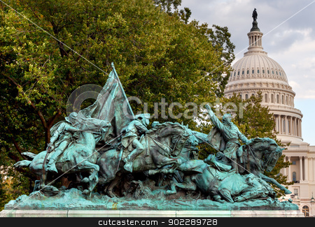 To use this stock image in your creative project, please select the size you need over to the right and click the "Add to Cart" button.
Your downloaded image will come with the Cutcaster watermark removed so don’t worry about the watermark you see on this page. Calvary Charge US Grant Statue Civil War Memorial Capitol Hill W stock photo, Calvary Chage Ulysses US Grant Equestrian Statue Civil War Memorial Capitol Hill Washington DC. Created by Henry Shrady and dedicated in 1922. Shrady used real horses as models for his statues. Memorial in front of US Capitol Building. by William Perry
