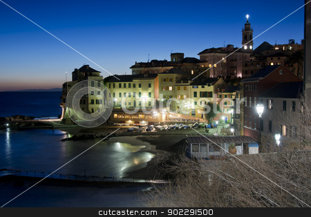 To use this stock image in your creative project, please select the size you need over to the right and click the "Add to Cart" button.
Your downloaded image will come with the Cutcaster watermark removed so don’t worry about the watermark you see on this page. Overview of Bogliasco illuminated stock photo, Typical fishing village of Bogliasco on the mediterranean sea. A picturesque town of the italian riviera. by faabi