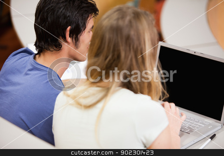 To use this stock image in your creative project, please select the size you need over to the right and click the "Add to Cart" button.
Your downloaded image will come with the Cutcaster watermark removed so don’t worry about the watermark you see on this page. Students working with a laptop stock photo, Students working with a laptop in an amphitheater by Wavebreak Media
