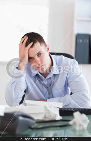To use this stock image in your creative project, please select the size you need over to the right and click the "Add to Cart" button.
Your downloaded image will come with the Cutcaster watermark removed so don’t worry about the watermark you see on this page. Close up of businessman being unhappy about accounting stock photo, Close up of frustrated businessman being unhappy about accounting by Wavebreak Media