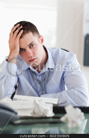 To use this stock image in your creative project, please select the size you need over to the right and click the "Add to Cart" button.
Your downloaded image will come with the Cutcaster watermark removed so don’t worry about the watermark you see on this page. Close up of businessman being overextended with his accounting stock photo, Close up of frustrated businessman being overextended with his accounting by Wavebreak Media