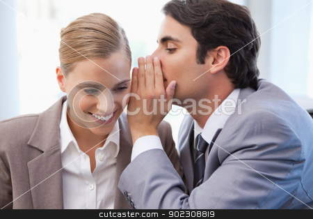 To use this stock image in your creative project, please select the size you need over to the right and click the "Add to Cart" button.
Your downloaded image will come with the Cutcaster watermark removed so don’t worry about the watermark you see on this page. Businessman whispering something to his colleague stock photo, Businessman whispering something to his colleague in a meeting room by Wavebreak Media