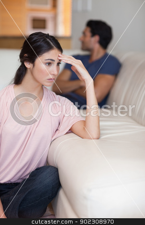 To use this stock image in your creative project, please select the size you need over to the right and click the "Add to Cart" button.
Your downloaded image will come with the Cutcaster watermark removed so don’t worry about the watermark you see on this page. Portrait of a young couple after an argument stock photo, Portrait of a young couple after an argument in their living room by Wavebreak Media