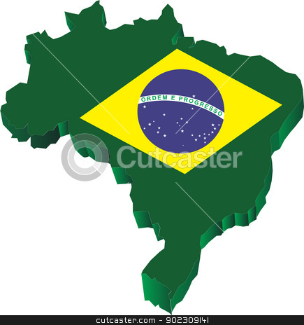 To use this stock image in your creative project, please select the size you need over to the right and click the "Add to Cart" button.
Your downloaded image will come with the Cutcaster watermark removed so don’t worry about the watermark you see on this page. Brasil 3d stock vector clipart, Brazilian Map 3d with flag by Messias Bassile Junior