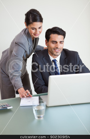 To use this stock image in your creative project, please select the size you need over to the right and click the "Add to Cart" button.
Your downloaded image will come with the Cutcaster watermark removed so don’t worry about the watermark you see on this page. Portrait of sales persons working with a laptop stock photo, Portrait of sales persons working with a laptop in an office by Wavebreak Media