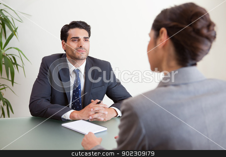 To use this stock image in your creative project, please select the size you need over to the right and click the "Add to Cart" button.
Your downloaded image will come with the Cutcaster watermark removed so don’t worry about the watermark you see on this page. Handsome manager interviewing a female applicant stock photo, Handsome manager interviewing a female applicant in his office by Wavebreak Media