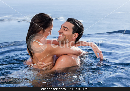 To use this stock image in your creative project, please select the size you need over to the right and click the "Add to Cart" button.
Your downloaded image will come with the Cutcaster watermark removed so don’t worry about the watermark you see on this page. Delighted couple cuddling each other stock photo, Delighted couple cuddling each other in a swimming pool by Wavebreak Media