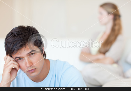 To use this stock image in your creative project, please select the size you need over to the right and click the "Add to Cart" button.
Your downloaded image will come with the Cutcaster watermark removed so don’t worry about the watermark you see on this page. Couple after an argument stock photo, Couple after an argument in their living room by Wavebreak Media