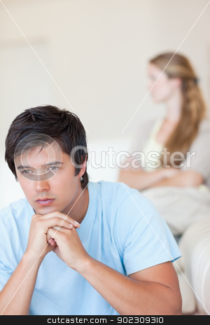 To use this stock image in your creative project, please select the size you need over to the right and click the "Add to Cart" button.
Your downloaded image will come with the Cutcaster watermark removed so don’t worry about the watermark you see on this page. Portrait of a sad couple after an argument stock photo, Portrait of a sad couple after an argument in their living room by Wavebreak Media