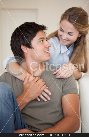 To use this stock image in your creative project, please select the size you need over to the right and click the "Add to Cart" button.
Your downloaded image will come with the Cutcaster watermark removed so don’t worry about the watermark you see on this page. Portrait of a young couple hugging stock photo, Portrait of a young couple hugging in their living room by Wavebreak Media