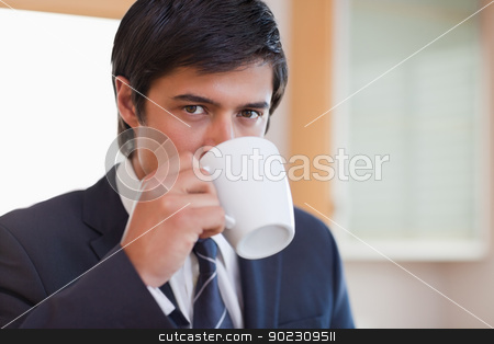 To use this stock image in your creative project, please select the size you need over to the right and click the "Add to Cart" button.
Your downloaded image will come with the Cutcaster watermark removed so don’t worry about the watermark you see on this page. Close up of a businessman drinking coffee stock photo, Close up of a businessman drinking coffee in his kitchen by Wavebreak Media