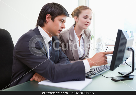 To use this stock image in your creative project, please select the size you need over to the right and click the "Add to Cart" button.
Your downloaded image will come with the Cutcaster watermark removed so don’t worry about the watermark you see on this page. Good looking business people working with a computer stock photo, Good looking business people working with a computer in an office by Wavebreak Media