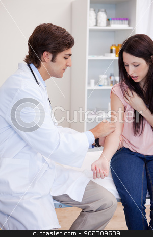 To use this stock image in your creative project, please select the size you need over to the right and click the "Add to Cart" button.
Your downloaded image will come with the Cutcaster watermark removed so don’t worry about the watermark you see on this page. Doctor prepares patients arm for injection stock photo, Male doctor prepares patients arm for injection by Wavebreak Media