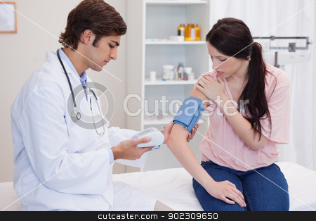 To use this stock image in your creative project, please select the size you need over to the right and click the "Add to Cart" button.
Your downloaded image will come with the Cutcaster watermark removed so don’t worry about the watermark you see on this page. Doctor taking patients blood pressure stock photo, Young doctor taking patients blood pressure by Wavebreak Media