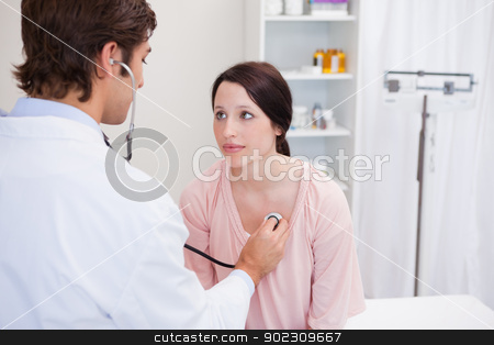 To use this stock image in your creative project, please select the size you need over to the right and click the "Add to Cart" button.
Your downloaded image will come with the Cutcaster watermark removed so don’t worry about the watermark you see on this page. Young doctor taking his patients heart beat stock photo, Young male doctor taking his patients heart beat by Wavebreak Media