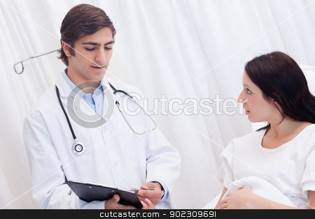 To use this stock image in your creative project, please select the size you need over to the right and click the "Add to Cart" button.
Your downloaded image will come with the Cutcaster watermark removed so don’t worry about the watermark you see on this page. Doctor and patient talking about examination results stock photo, Young doctor and patient talking about examination results by Wavebreak Media