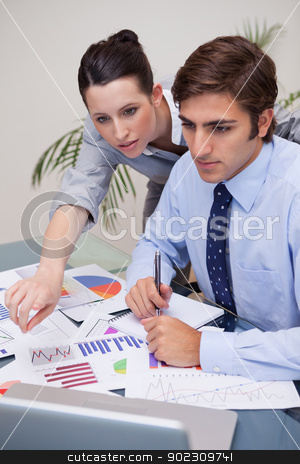 To use this stock image in your creative project, please select the size you need over to the right and click the "Add to Cart" button.
Your downloaded image will come with the Cutcaster watermark removed so don’t worry about the watermark you see on this page. Business team working on statistics together stock photo, Young business team working on statistics together by Wavebreak Media