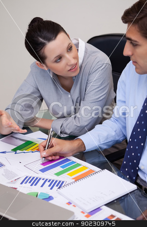 To use this stock image in your creative project, please select the size you need over to the right and click the "Add to Cart" button.
Your downloaded image will come with the Cutcaster watermark removed so don’t worry about the watermark you see on this page. Business team talking about statistics stock photo, Young business team talking about statistics by Wavebreak Media