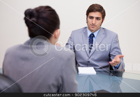 To use this stock image in your creative project, please select the size you need over to the right and click the "Add to Cart" button.
Your downloaded image will come with the Cutcaster watermark removed so don’t worry about the watermark you see on this page. Business people negotiating stock photo, Young business people negotiating by Wavebreak Media