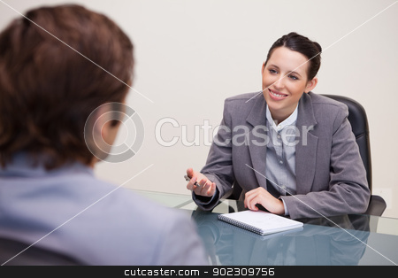 To use this stock image in your creative project, please select the size you need over to the right and click the "Add to Cart" button.
Your downloaded image will come with the Cutcaster watermark removed so don’t worry about the watermark you see on this page. Smiling businesswoman in a negotiation stock photo, Smiling young businesswoman in a negotiation by Wavebreak Media