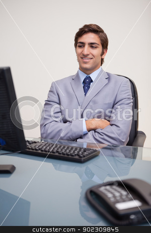 To use this stock image in your creative project, please select the size you need over to the right and click the "Add to Cart" button.
Your downloaded image will come with the Cutcaster watermark removed so don’t worry about the watermark you see on this page. Businessman leaning back satisfied stock photo, Young businessman leaning back satisfied by Wavebreak Media