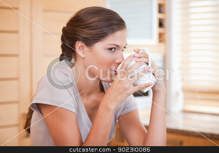 To use this stock image in your creative project, please select the size you need over to the right and click the "Add to Cart" button.
Your downloaded image will come with the Cutcaster watermark removed so don’t worry about the watermark you see on this page. Side view of woman enjoying coffee stock photo, Side view of young woman enjoying coffee by Wavebreak Media