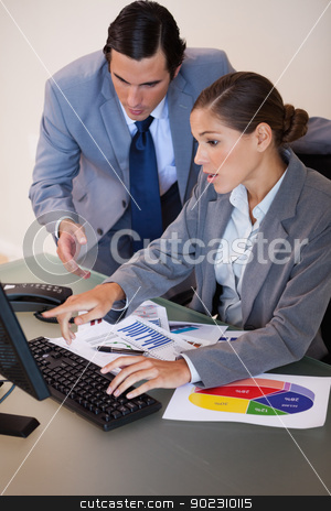 To use this stock image in your creative project, please select the size you need over to the right and click the "Add to Cart" button.
Your downloaded image will come with the Cutcaster watermark removed so don’t worry about the watermark you see on this page. Business people working on statistics together stock photo, Young business people working on statistics together by Wavebreak Media