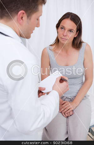 To use this stock image in your creative project, please select the size you need over to the right and click the "Add to Cart" button.
Your downloaded image will come with the Cutcaster watermark removed so don’t worry about the watermark you see on this page. Doctor explaining further steps stock photo, Doctor explaining further steps to his patient by Wavebreak Media