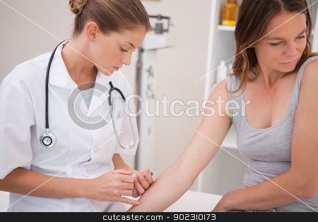 To use this stock image in your creative project, please select the size you need over to the right and click the "Add to Cart" button.
Your downloaded image will come with the Cutcaster watermark removed so don’t worry about the watermark you see on this page. Doctor giving injection stock photo, Doctor giving injection to patient by Wavebreak Media