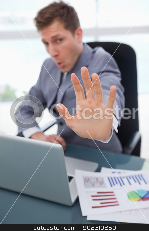 To use this stock image in your creative project, please select the size you need over to the right and click the "Add to Cart" button.
Your downloaded image will come with the Cutcaster watermark removed so don’t worry about the watermark you see on this page. Hand of businessman used to signal stop stock photo, Hand of young businessman used to signal stop by Wavebreak Media