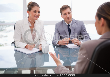 To use this stock image in your creative project, please select the size you need over to the right and click the "Add to Cart" button.
Your downloaded image will come with the Cutcaster watermark removed so don’t worry about the watermark you see on this page. Business people in negotiation stock photo, Business people in a negotiation by Wavebreak Media