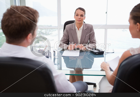 To use this stock image in your creative project, please select the size you need over to the right and click the "Add to Cart" button.
Your downloaded image will come with the Cutcaster watermark removed so don’t worry about the watermark you see on this page. Lawyer advising her clients stock photo, Lawyer advising her clients in her office by Wavebreak Media