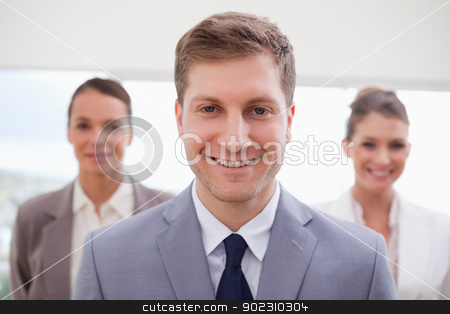 To use this stock image in your creative project, please select the size you need over to the right and click the "Add to Cart" button.
Your downloaded image will come with the Cutcaster watermark removed so don’t worry about the watermark you see on this page. Sales manager standing stock photo, Sales manager standing with his team behind him by Wavebreak Media