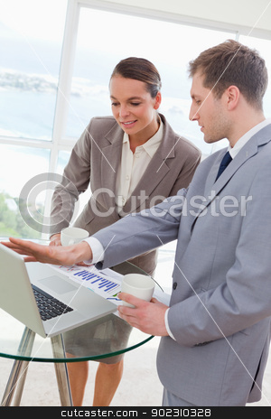 To use this stock image in your creative project, please select the size you need over to the right and click the "Add to Cart" button.
Your downloaded image will come with the Cutcaster watermark removed so don’t worry about the watermark you see on this page. Market analyst talking with customer stock photo, Market analyst talking with customer about research results by Wavebreak Media