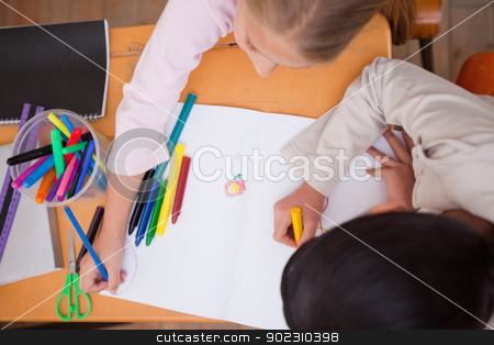 To use this stock image in your creative project, please select the size you need over to the right and click the "Add to Cart" button.
Your downloaded image will come with the Cutcaster watermark removed so don’t worry about the watermark you see on this page. Above view of schoolgirls drawing stock photo, Above view of schoolgirls drawing in a classroom by Wavebreak Media