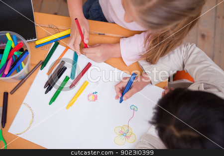To use this stock image in your creative project, please select the size you need over to the right and click the "Add to Cart" button.
Your downloaded image will come with the Cutcaster watermark removed so don’t worry about the watermark you see on this page. Above view of little schoolgirls drawing stock photo, Above view of little schoolgirls drawing in a classroom by Wavebreak Media