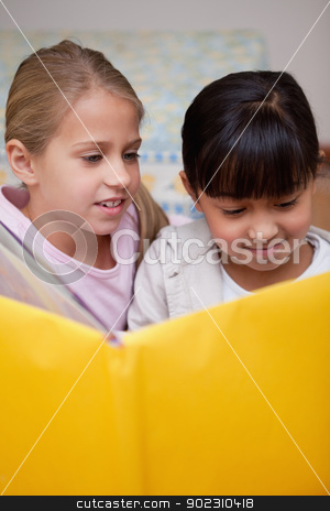 To use this stock image in your creative project, please select the size you need over to the right and click the "Add to Cart" button.
Your downloaded image will come with the Cutcaster watermark removed so don’t worry about the watermark you see on this page. Portrait of cute schoolgirls reading stock photo, Portrait of cute schoolgirls reading in a classroom by Wavebreak Media