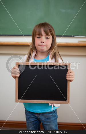 To use this stock image in your creative project, please select the size you need over to the right and click the "Add to Cart" button.
Your downloaded image will come with the Cutcaster watermark removed so don’t worry about the watermark you see on this page. Portrait of a little girl holding a school slate stock photo, Portrait of a little girl holding a school slate in a classroom by Wavebreak Media