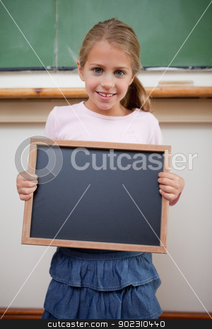 To use this stock image in your creative project, please select the size you need over to the right and click the "Add to Cart" button.
Your downloaded image will come with the Cutcaster watermark removed so don’t worry about the watermark you see on this page. Portrait of a young girl holding at a school slate stock photo, Portrait of a young girl holding at a school slate in a classroom by Wavebreak Media